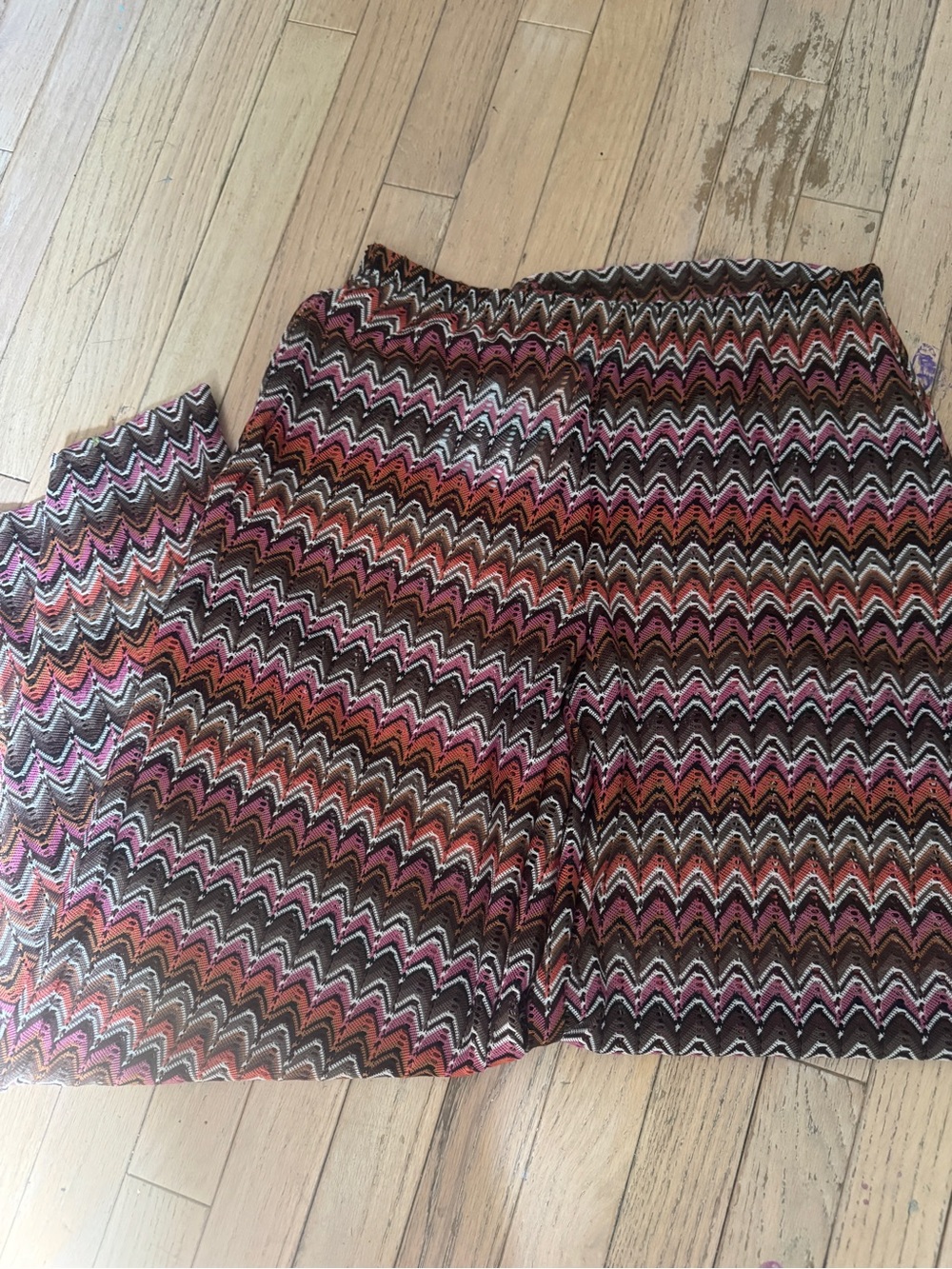 Shade & Shore Chevron Knit Wide-Leg Pants in Pink, Brown & Cream medium - Picture 9 of 9